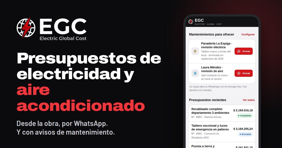 EGC, app de presupuestos de electricidad y aire acondicionado